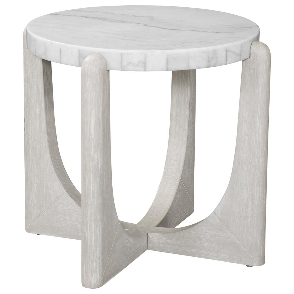 Bassett Mirror Gavin Round End Table in Driftwood and White, , large