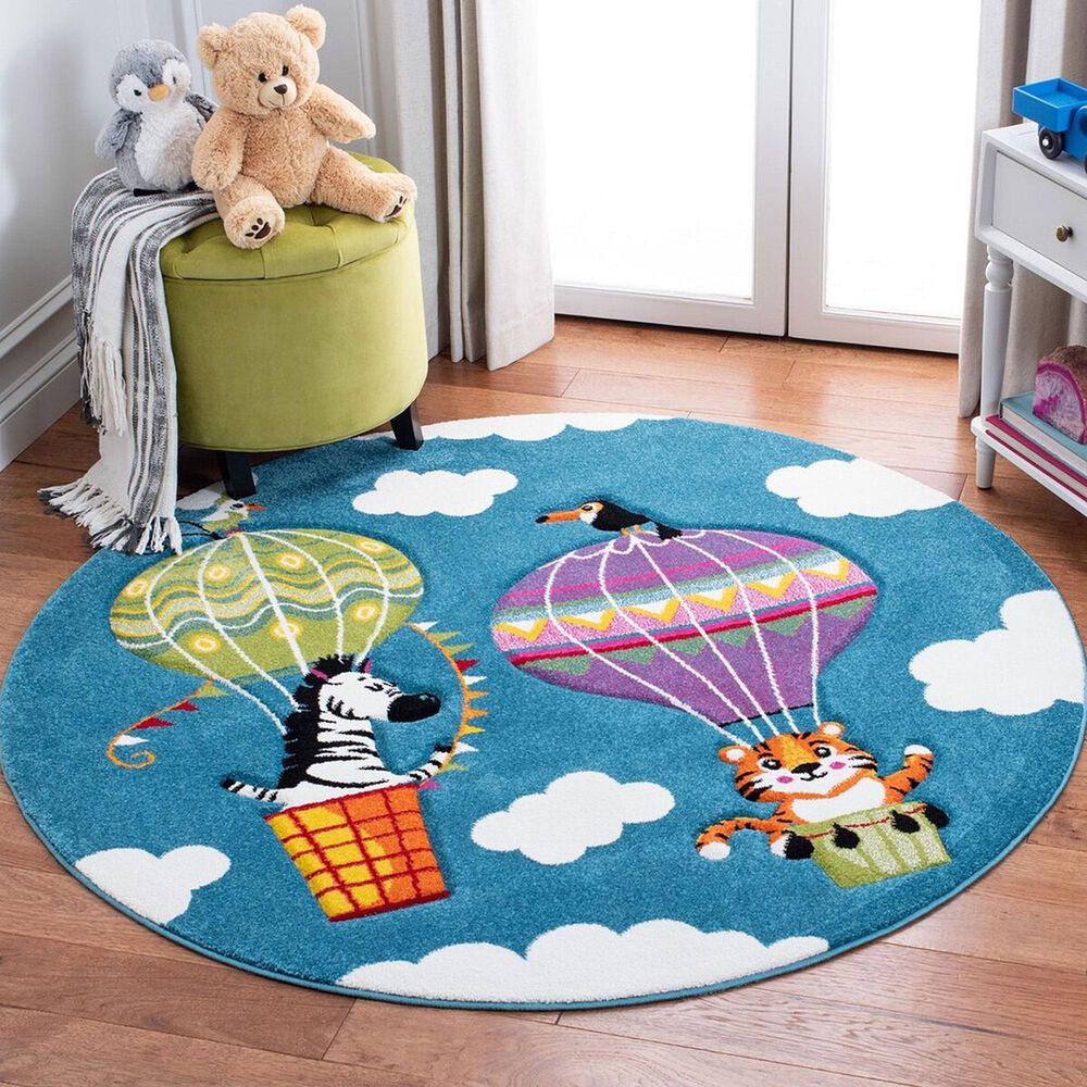 Safavieh Carousel 3&#39; Round Blue and Green Kids  Area Rug, , large