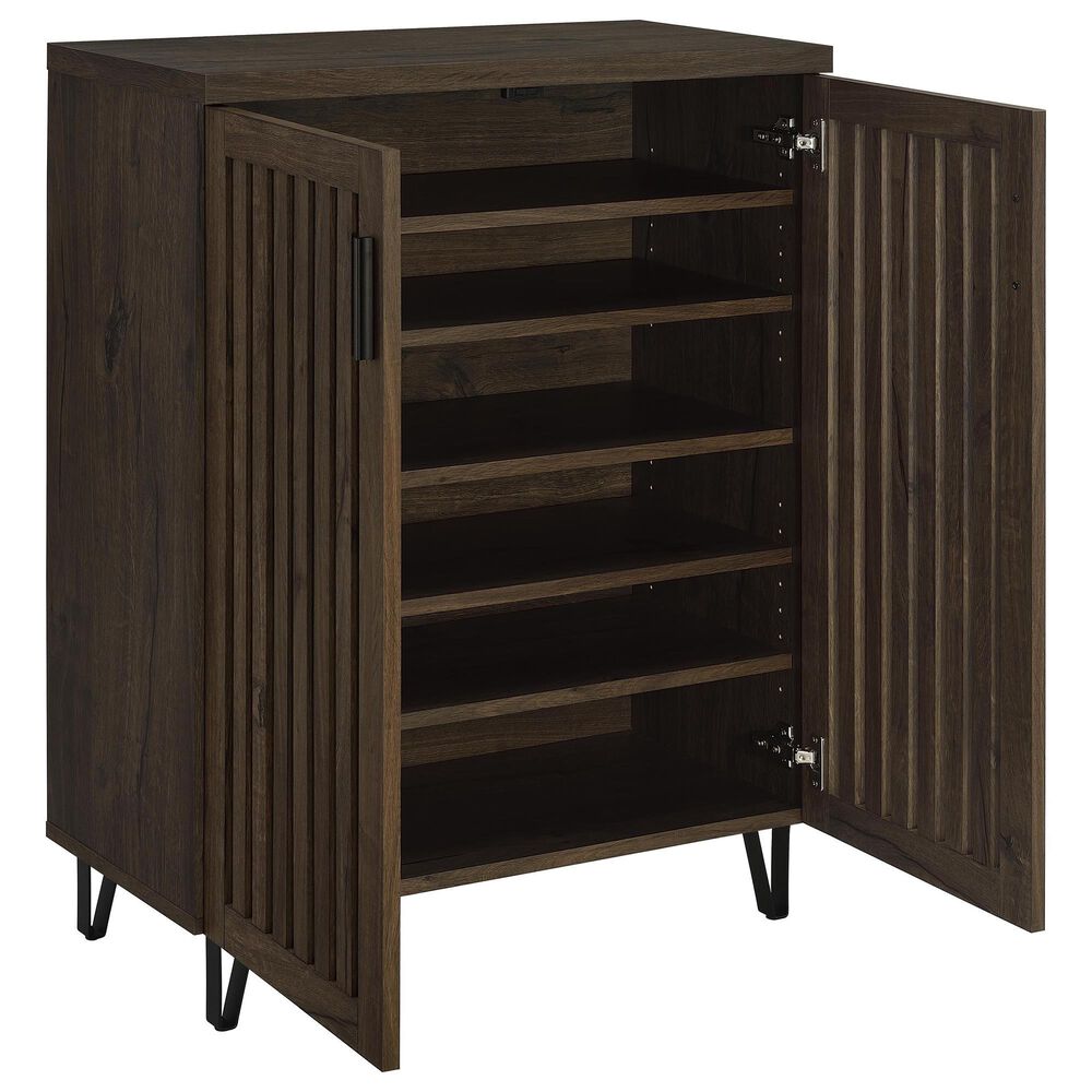 Coaster Brixton 6-Shelf Shoe Storage Cabinet in Smoked Oak and Black, , large