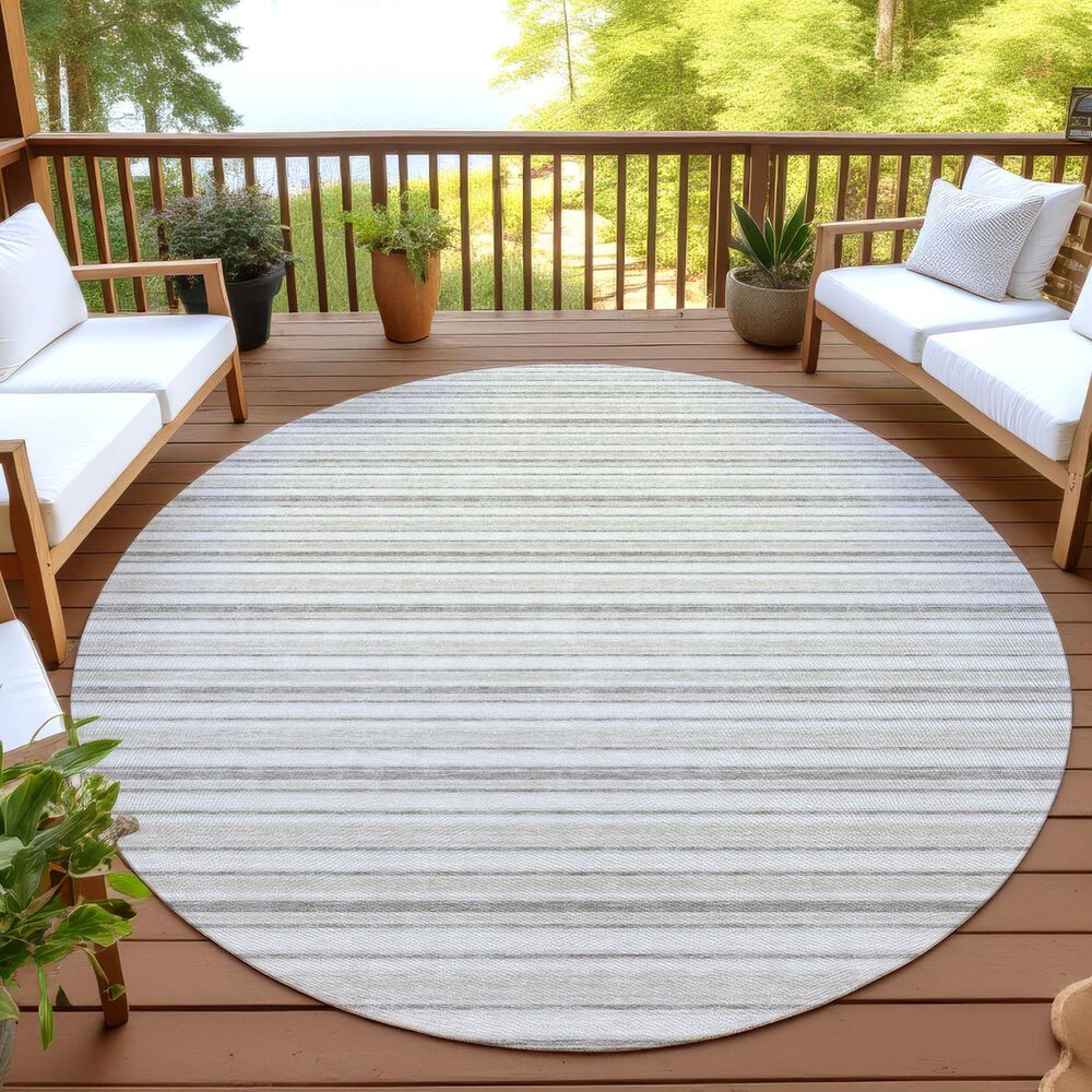 Dalyn Rug Company Soft Essentials Striped Linen 8' Round Indoor/Outdoor Area Rug, , large