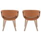 LumiSource Curvo Arm Chair with Camel Faux Leather Cushion in Whitewashed (Set of 2), , large