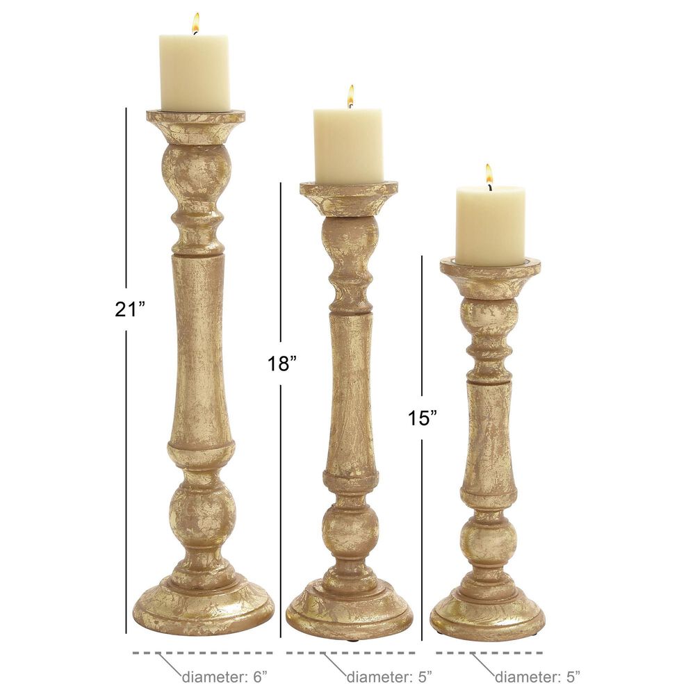 Maple and Jade Decorative Candle Holder in Distressed Gold &#40;Set of 3&#41;, , large