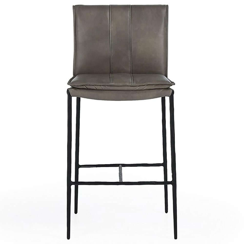 Classic Home Mayer Counter Stool with Pewter Gray Leather in Black, , large