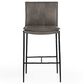 Classic Home Mayer Counter Stool with Pewter Gray Leather in Black, , large