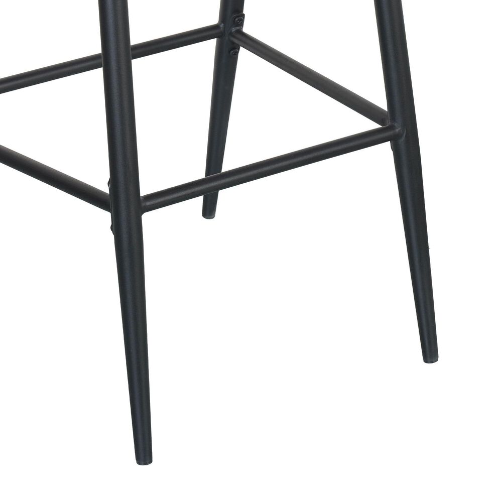 Hearth and Haven 26" Outdoor Counter Stool with Matte Black Frame in Light Gray (Set of 2), , large