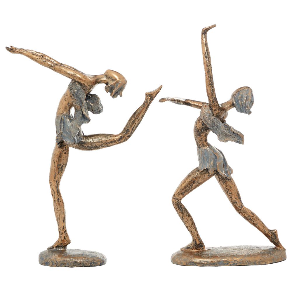 Maple and Jade 18&quot; Dancer Sculpture in Distressed Matte Gold &#40;Set of 2&#41;, , large