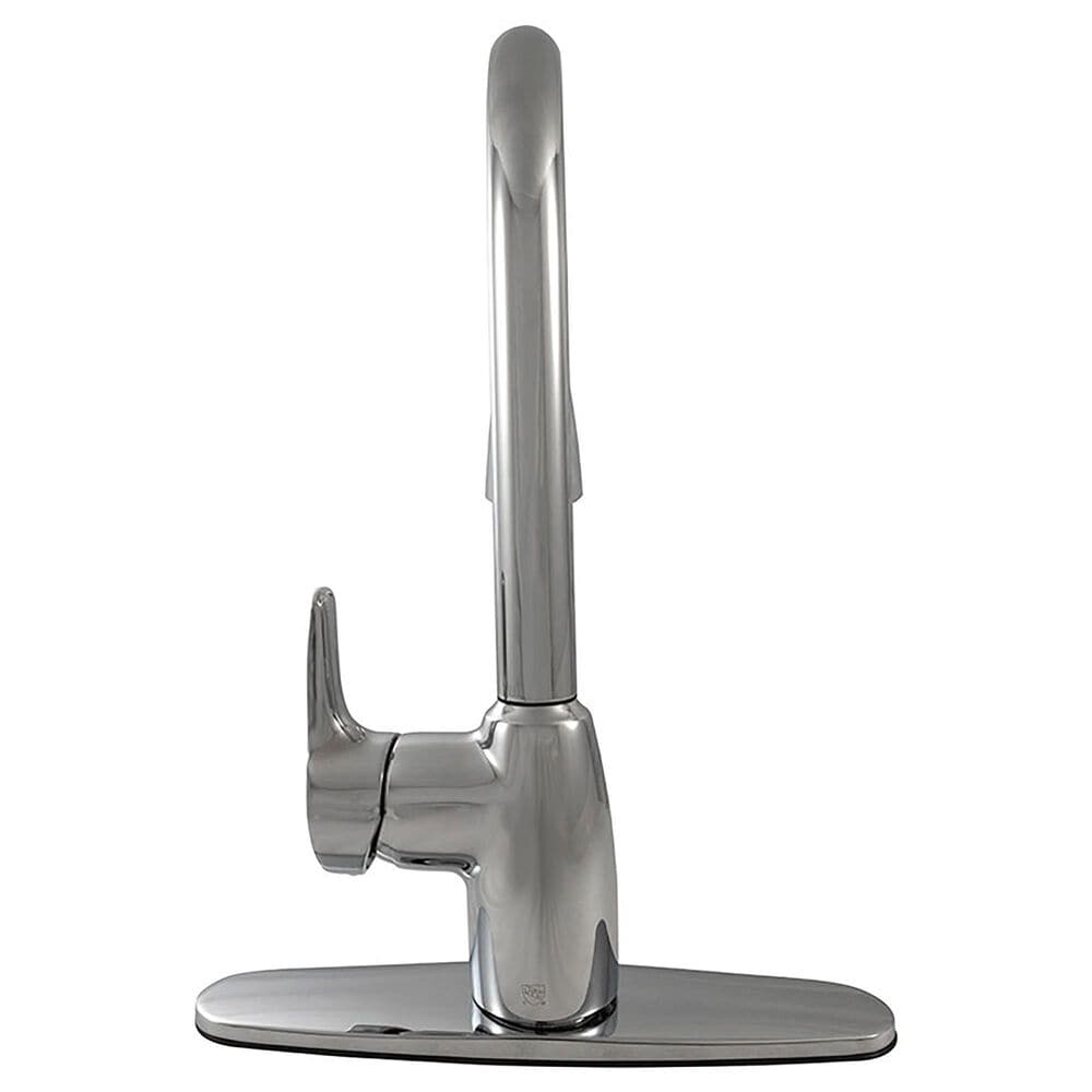 MS International Pull-Out Sprayer Kitchen Faucet with Deckplate in Polished Chrome, , large