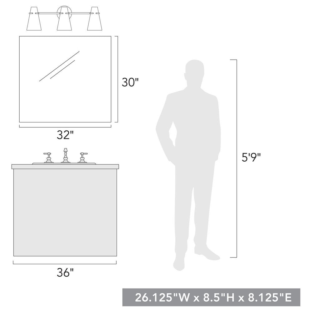Golden Lighting Reeva 3-Light Bath Vanity with Matte Black Shade in Modern Brass, , large