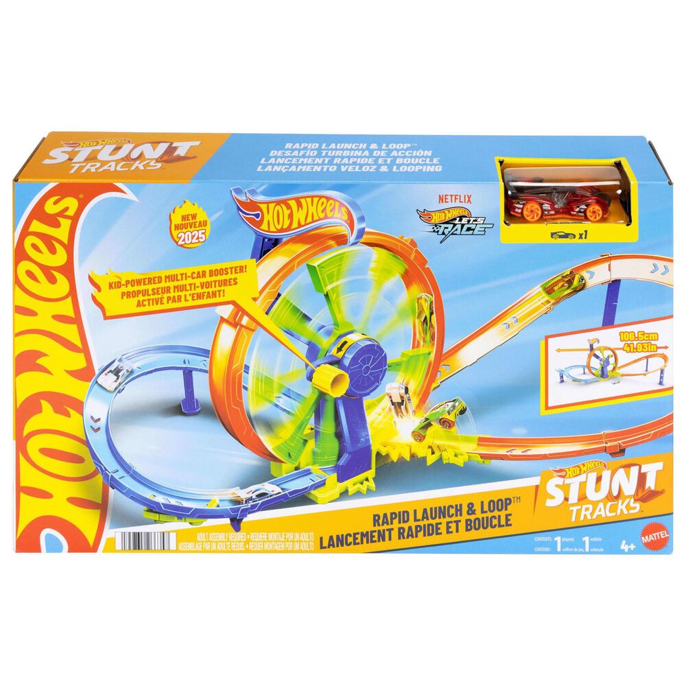 Hot Wheels Rapid Launch and Loop Playset with 1:64 Scale Die-Cast Toy Car in Multicolor, , large