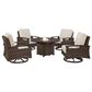 Ashley Paradise Trail 5-Piece Fire Pit Chat Set in Beige, , large