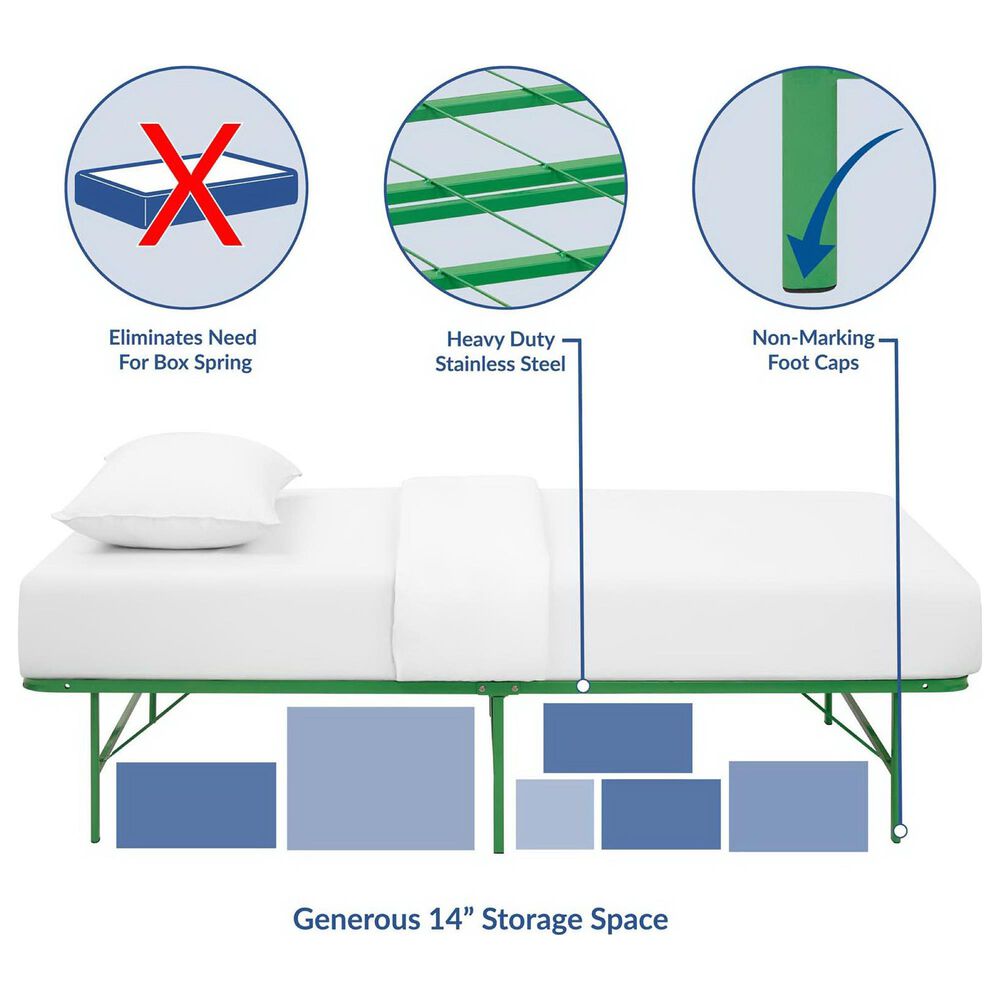Modway Horizon Platform Twin Bed Frame in Green, , large