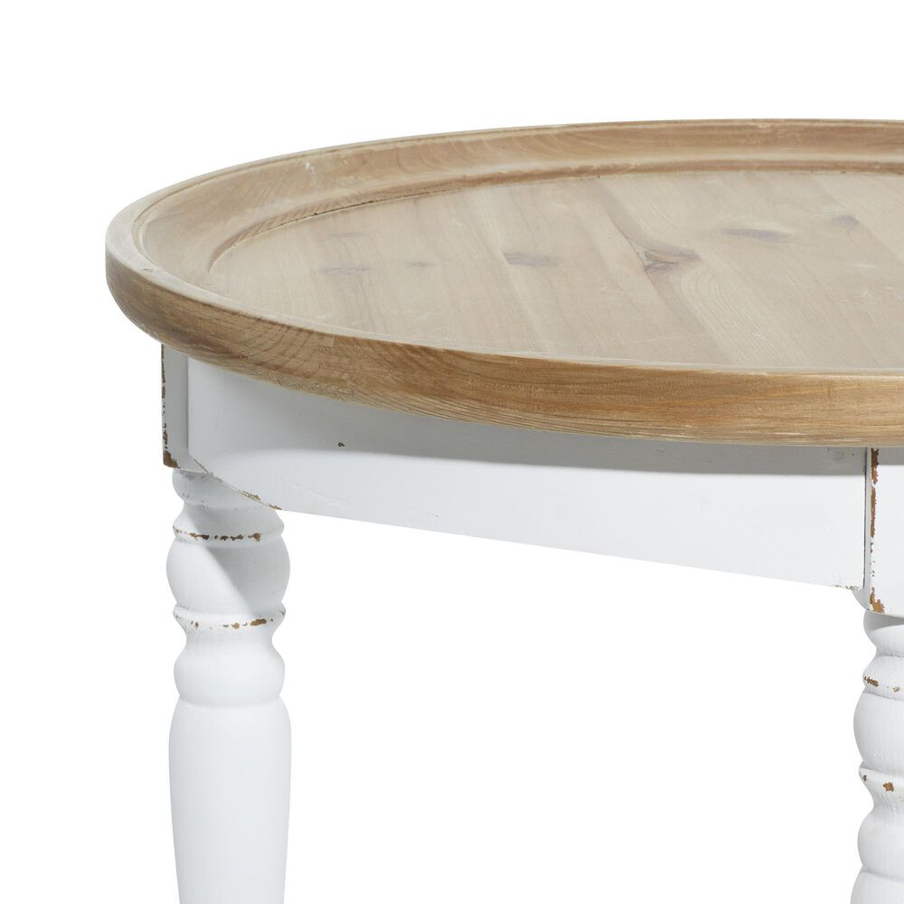 Maple and Jade Tray Top Accent Table in Vintage White and Brown, , large