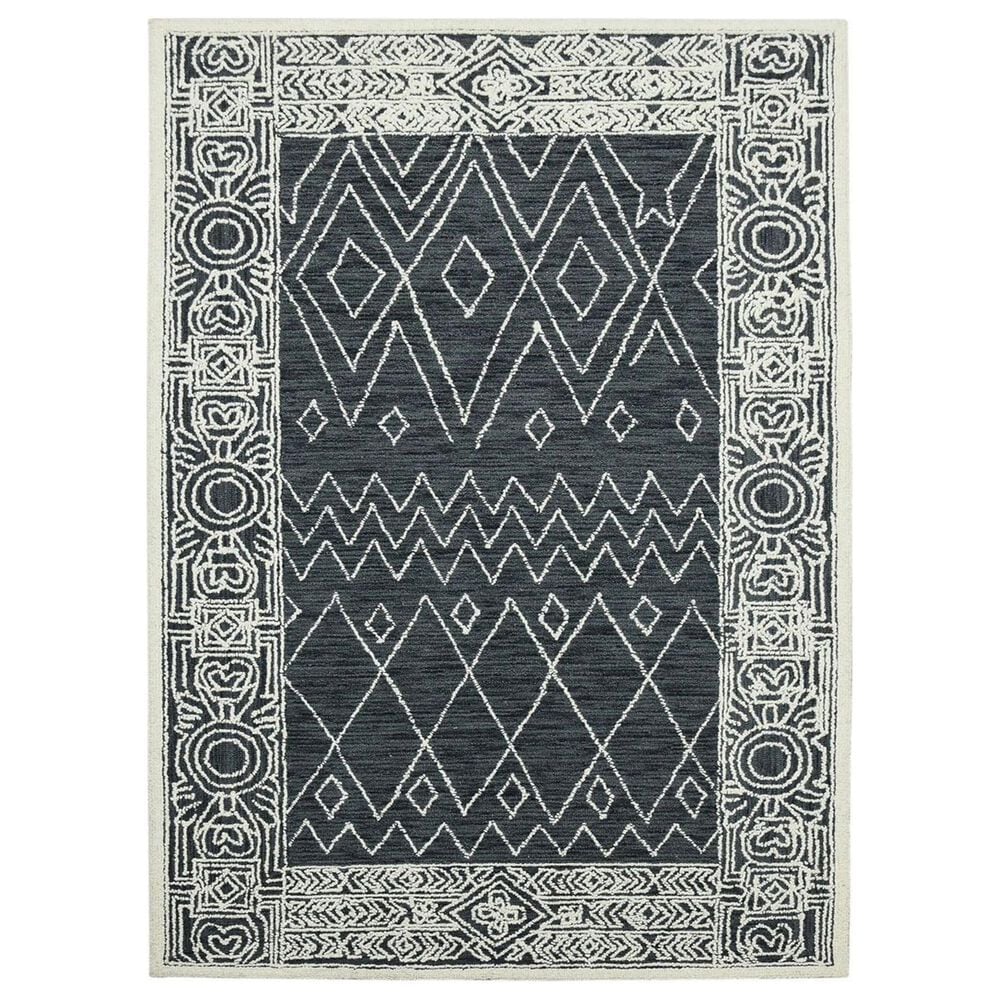 Amerr Berlin 9" x 13" Charcoal and White Area Rug, , large