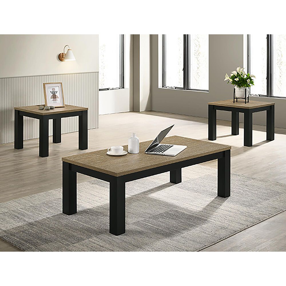 Crown Mark Theo 3-Piece Cocktail Table Set in Natural and Black, , large