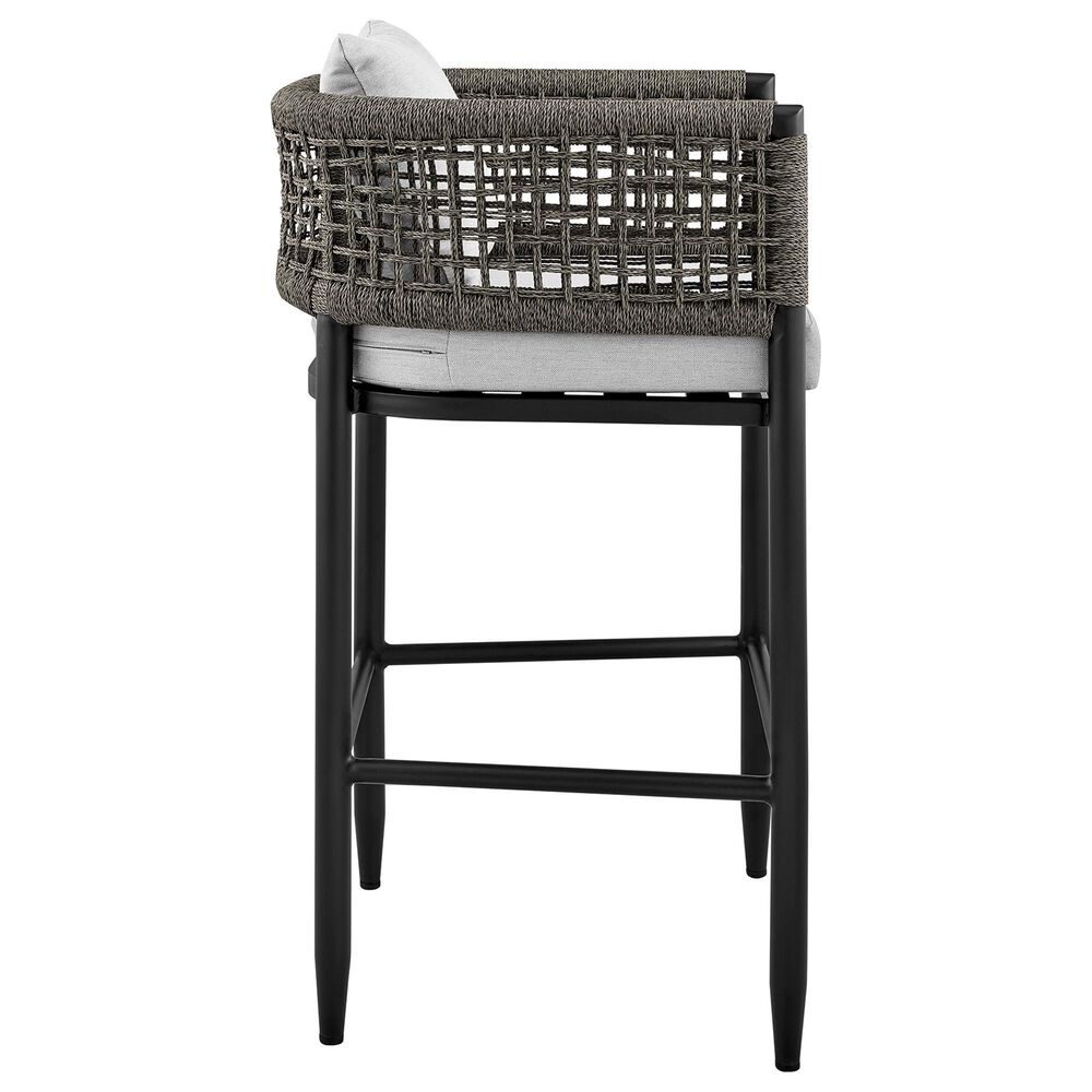 Blue River Alegria Patio Bar Stool with Gray Cushion in Black, , large