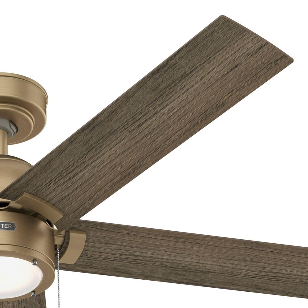 Hunter-Douglas Erling 52&quot; Ceiling Fan with LED Light in Burnished Brass, , large