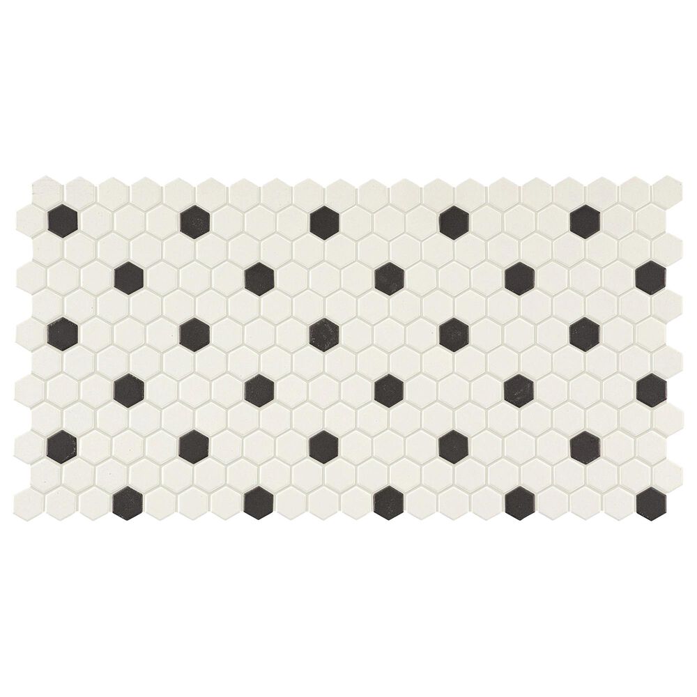 Dal-Tile Keystones Arctic White and Black 1" x 1" on 12" x 22.625" Porcelain Mosaic Sheet, , large