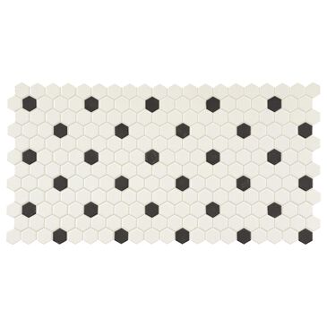 Dal-Tile Keystones Arctic White and Black 1" x 1" on 12" x 22.625" Porcelain Mosaic Sheet, , large