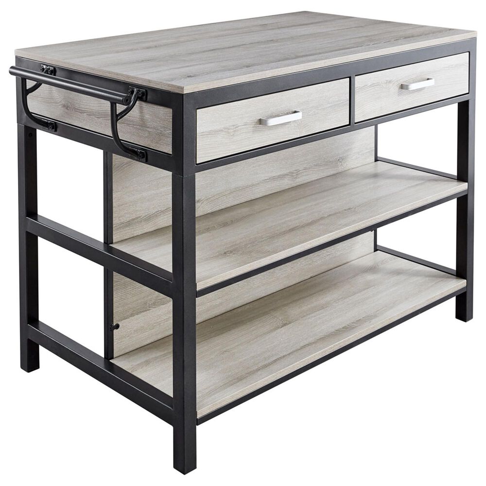 Steve Silver Carson Kitchen Island Set in Driftwood and Black, , large