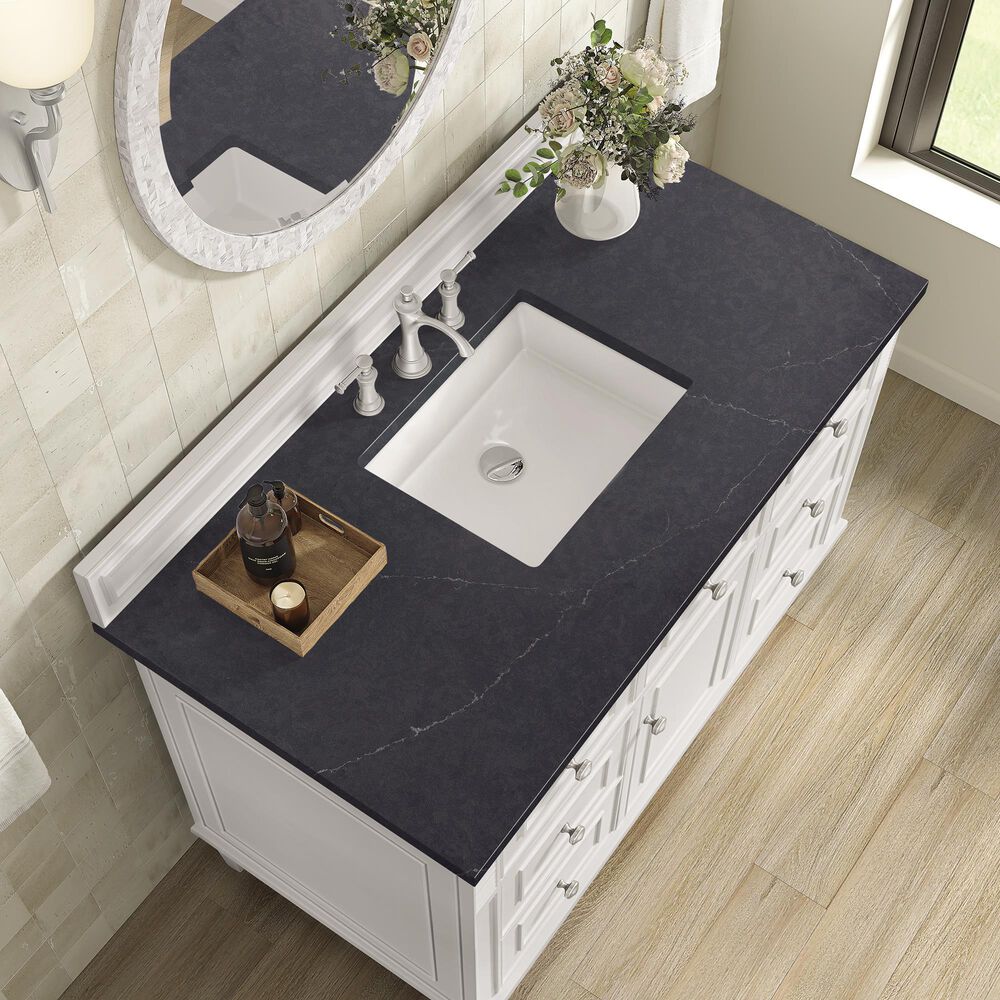James Martin Vanities Lorelai 48&quot; Single Vanity in Bright White with 3 cm Charcoal Soapstone Quartz Top, , large