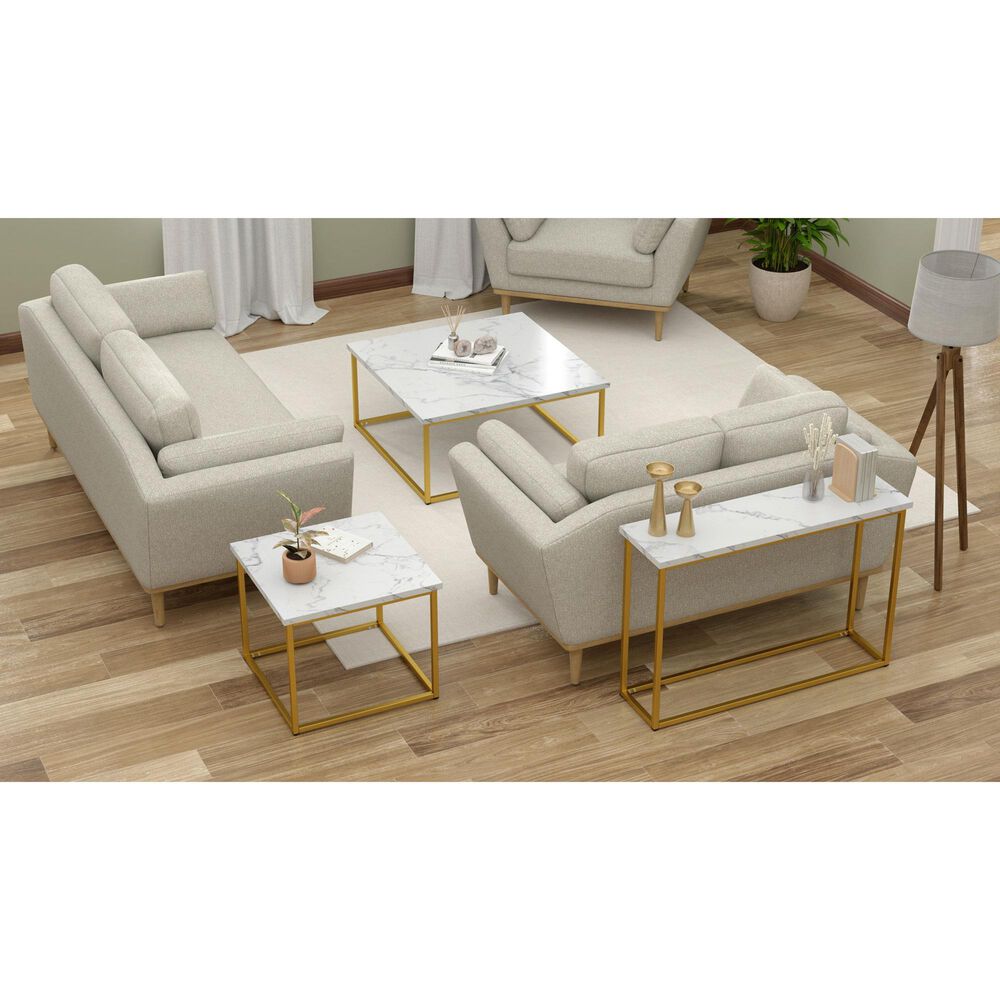 Golden Wave Furniture Driscoll Sofa Table in Gray, White and Gold, , large