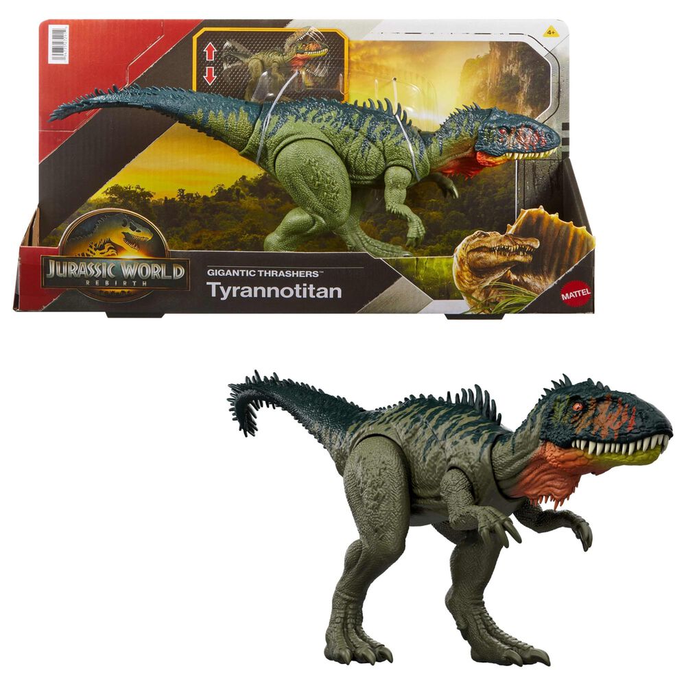Jurassic World Rebirth Gigantic Thrashers Tyrannotitian Dinosaur Action Figure, , large
