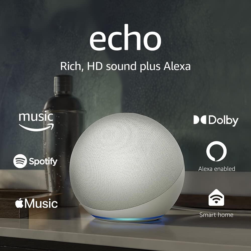 Amazon Echo 4th Gen Smart Speaker with Alexa in Glacier White, , large