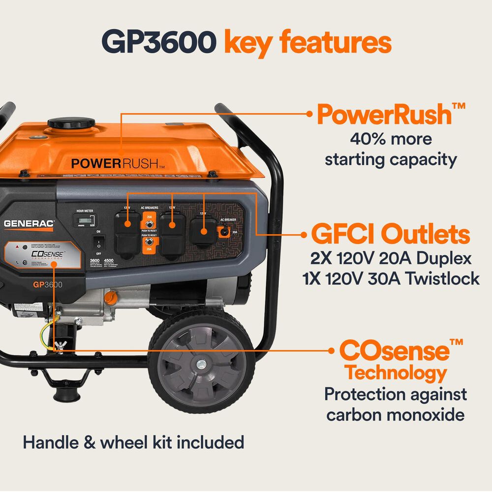 Generac GP3600 Portable Generator in Orange, , large