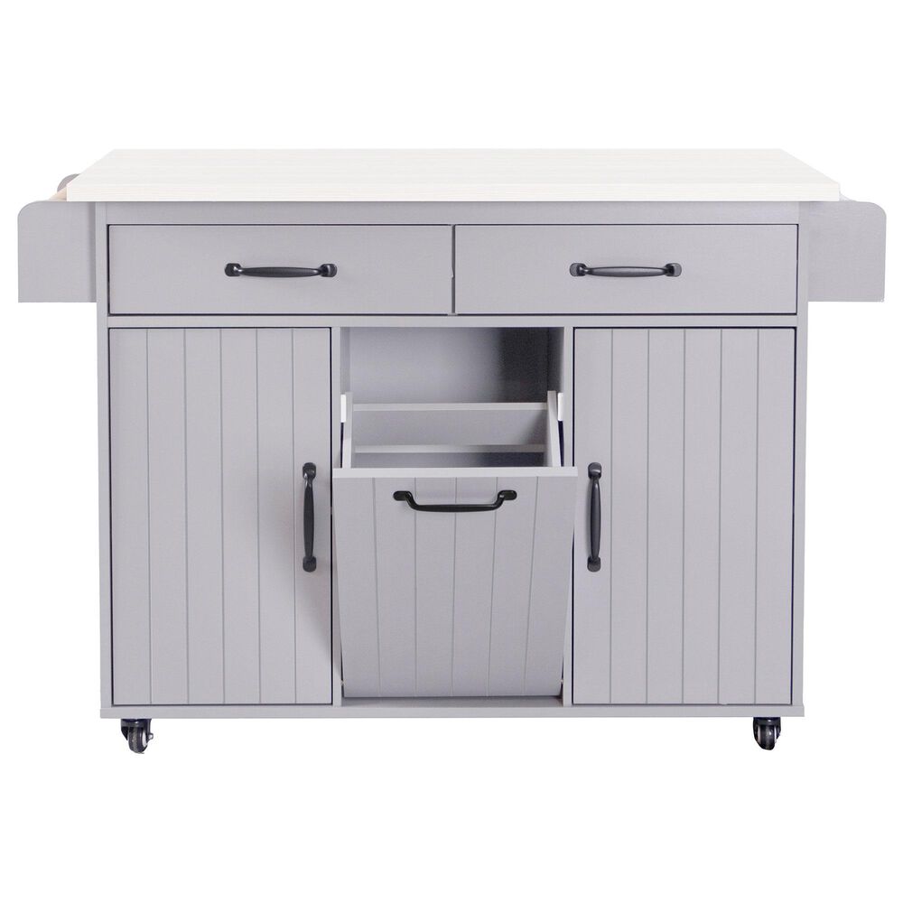 HOMLUX 51" Kitchen Island with Trash Can Storage Cabinet in Grey, , large