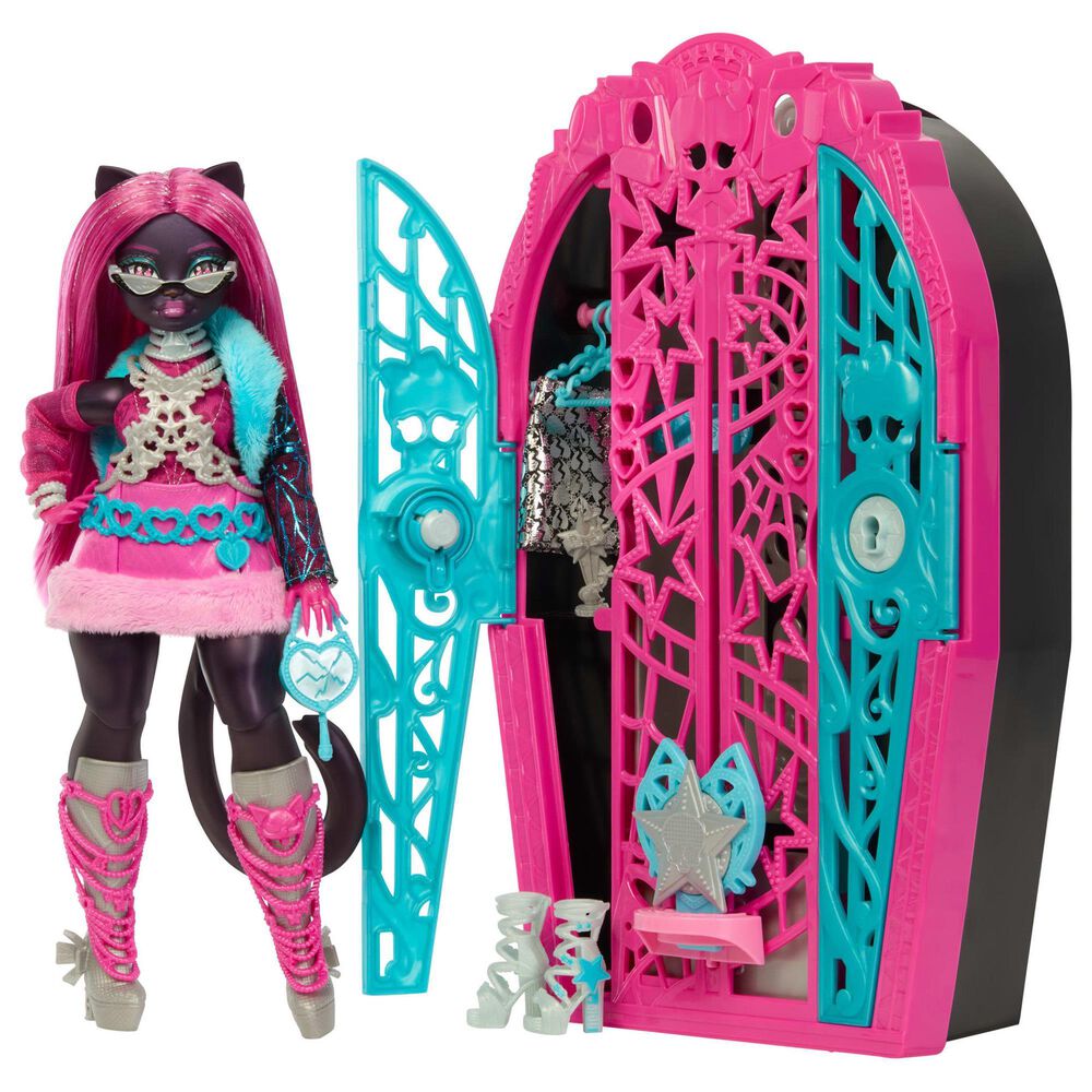Monster High Hauntlywood Mysteries Catty Noir Doll with Reveal Closet in Pink, , large
