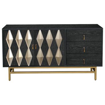 Accentric Approach 54" Modern Diamond Front Credenza in Black and Gold, , large