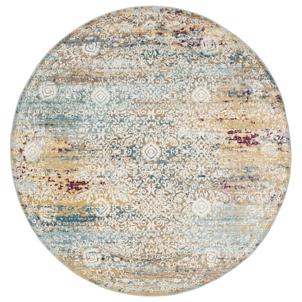 Safavieh Aria 6"6" Round Yellow and Cream Area Rug, , large
