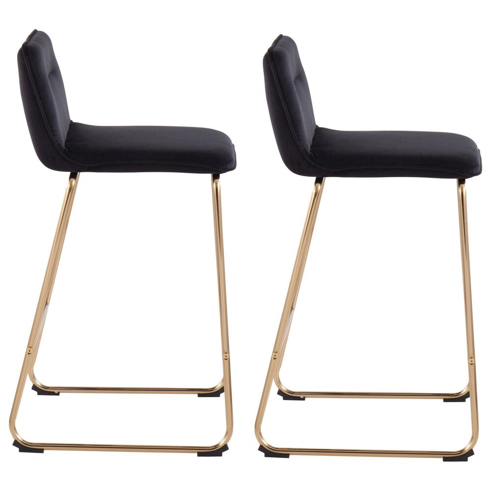 Lumisource Casper Counter Stool in Black/Gold &#40;Set of 2&#41;, , large