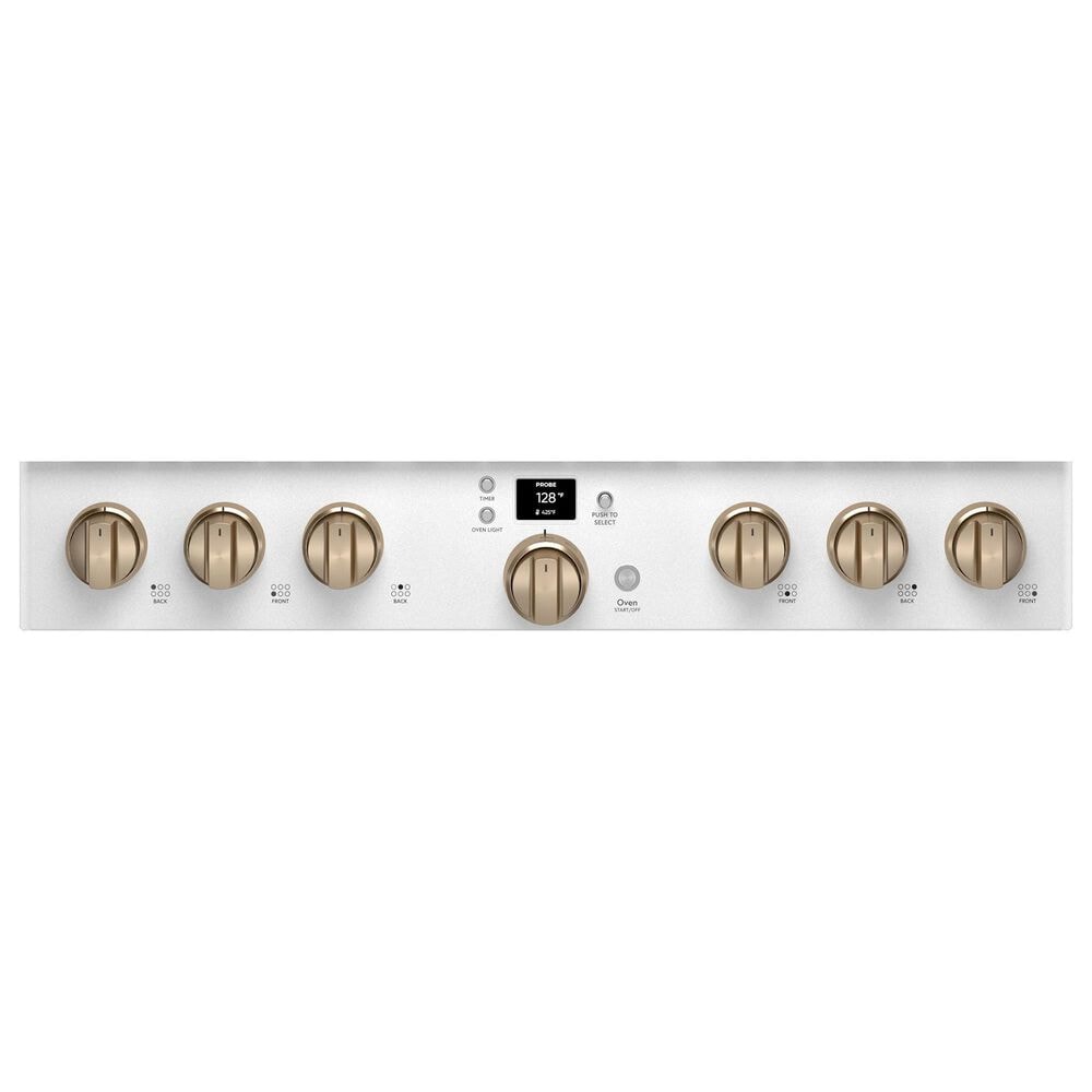 Cafe 6.2 Cu. Ft. Freestanding Natural Gas Range in Matte White and Brushed Bronze, , large