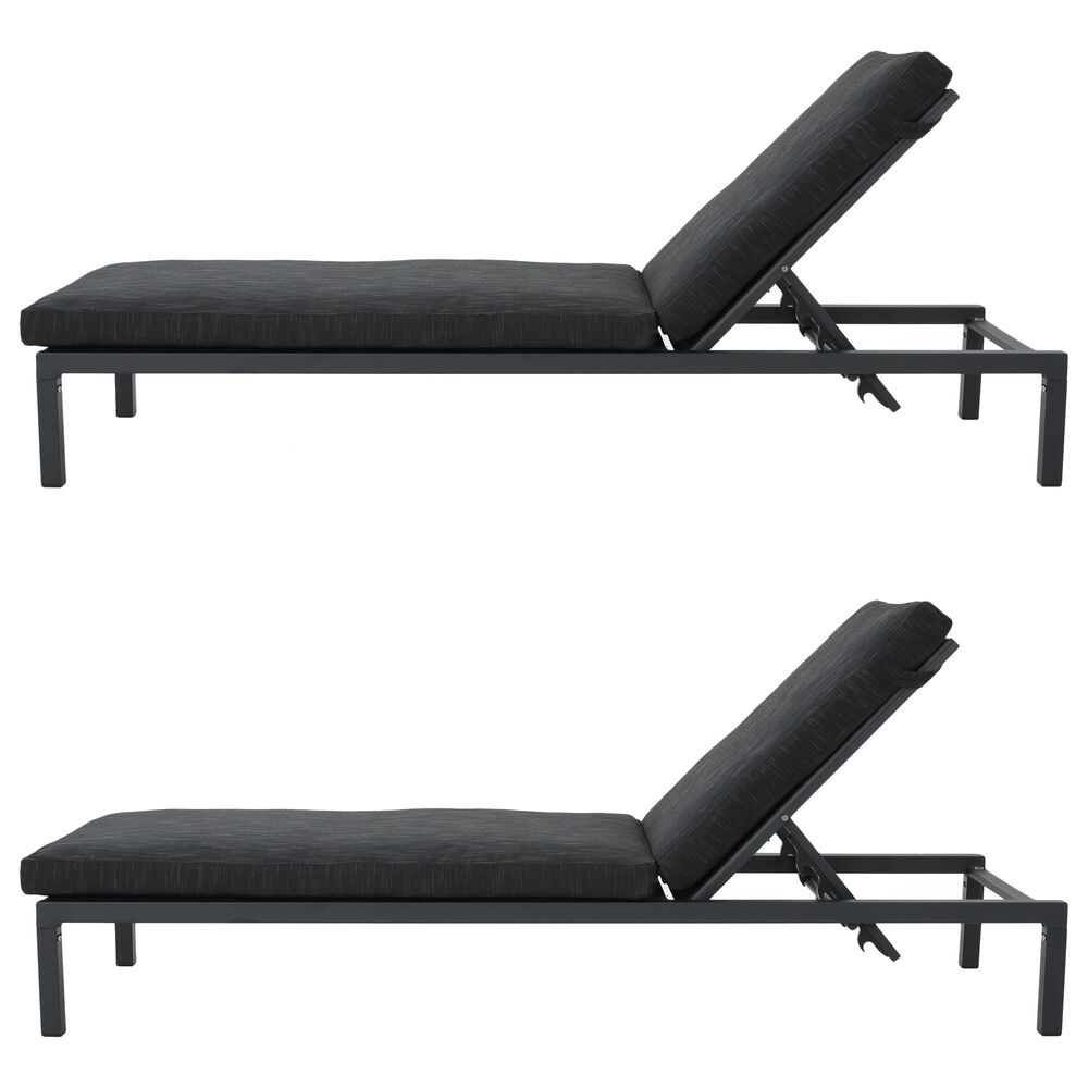 Hearth and Haven Navan Outdoor Foldable and Stackable Chaise Lounge in Dark Grey &#40;Set of 2&#41;, , large