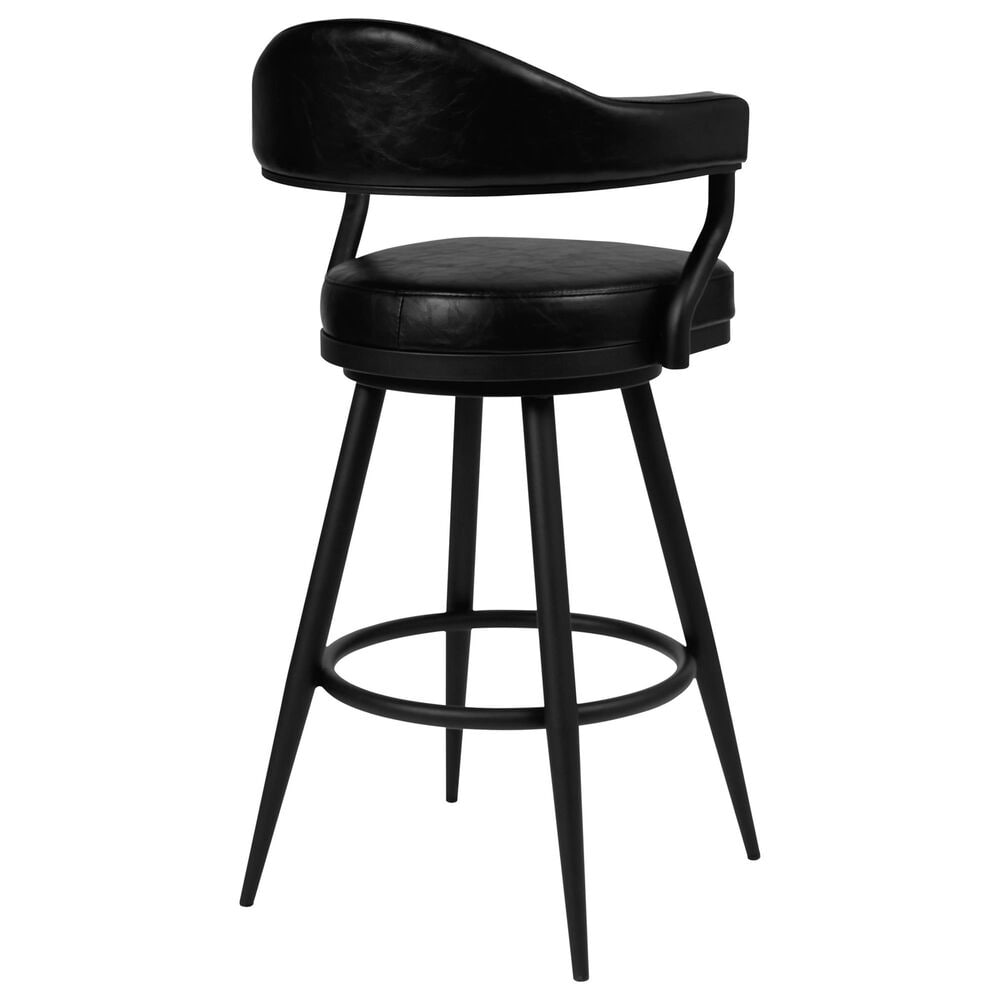 Blue River Amador 30&quot; Barstool with Vintage Black Cushion in Black Powder Coated, , large