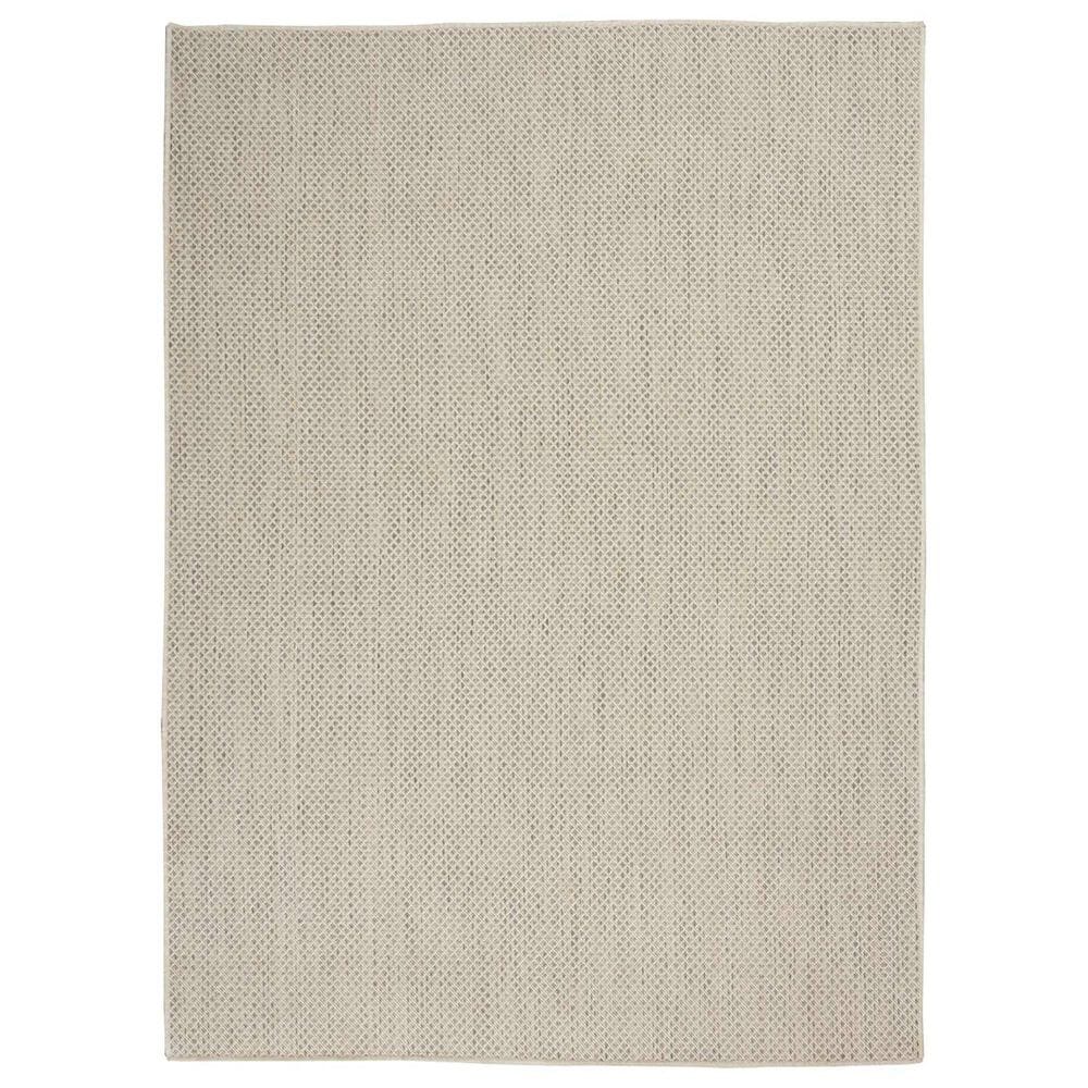 Nourison Courtyard Ivory and Silver 5&#39; x 7&#39; Indoor/Outdoor Area Rug, , large