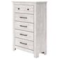 Ashley Makidern 5 Drawer Chest in Whitewash, , large