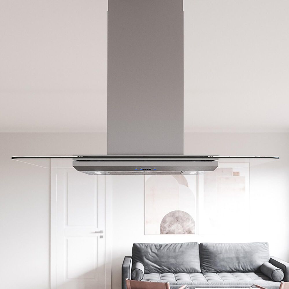 Zephyr 42" Verona Color Changing Island Mount Range Hood in Stainless Steel, , large