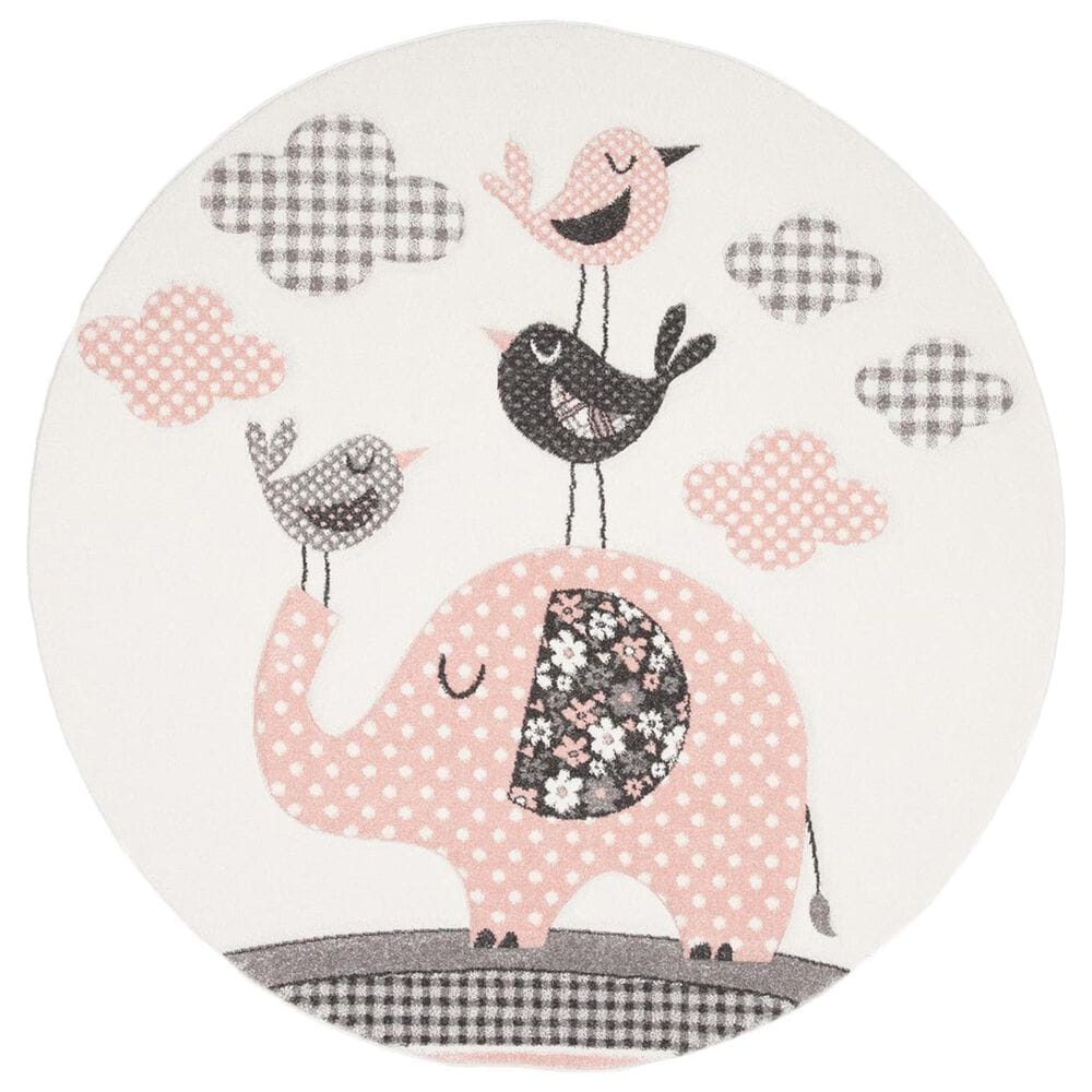 Safavieh Carousel CRK127P 3" Round Pink and Ivory Kids  Area Rug, , large