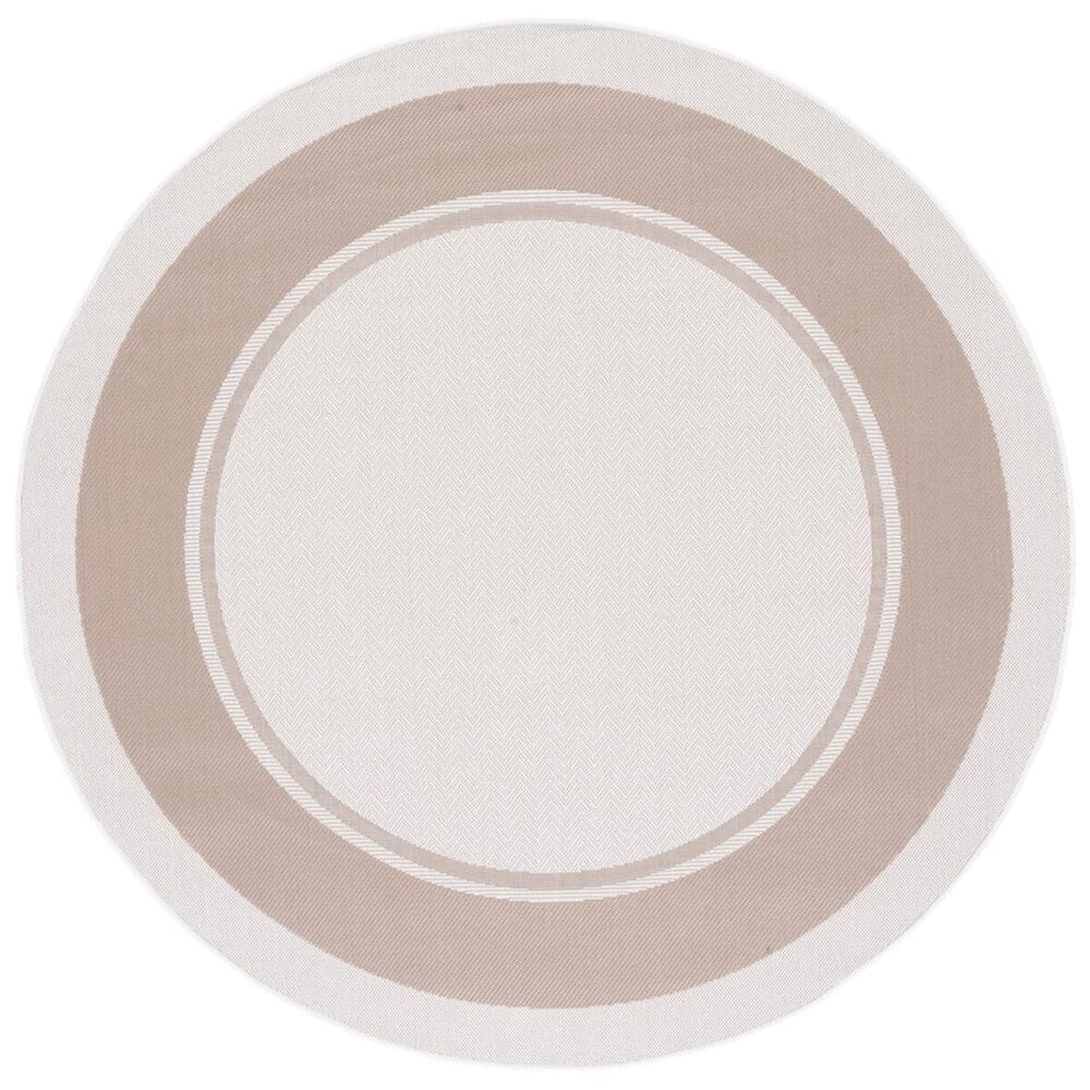 Safavieh Martha Stewart Cyprus Chevron 6"7" Round Ivory and Beige Area Rug, , large