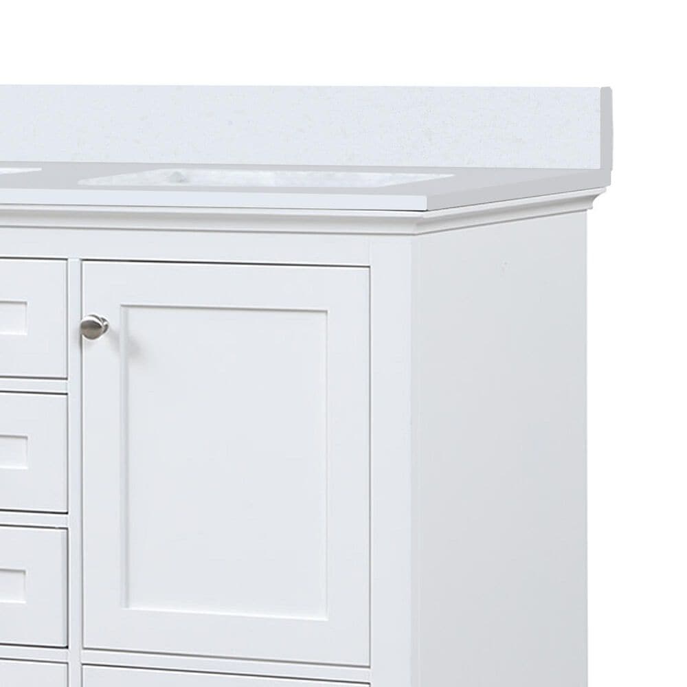 Lexora Home Dukes 48&quot; Double Bathroom Vanity in White with 2 cm White Quartz Top and Rectangular Sinks, , large