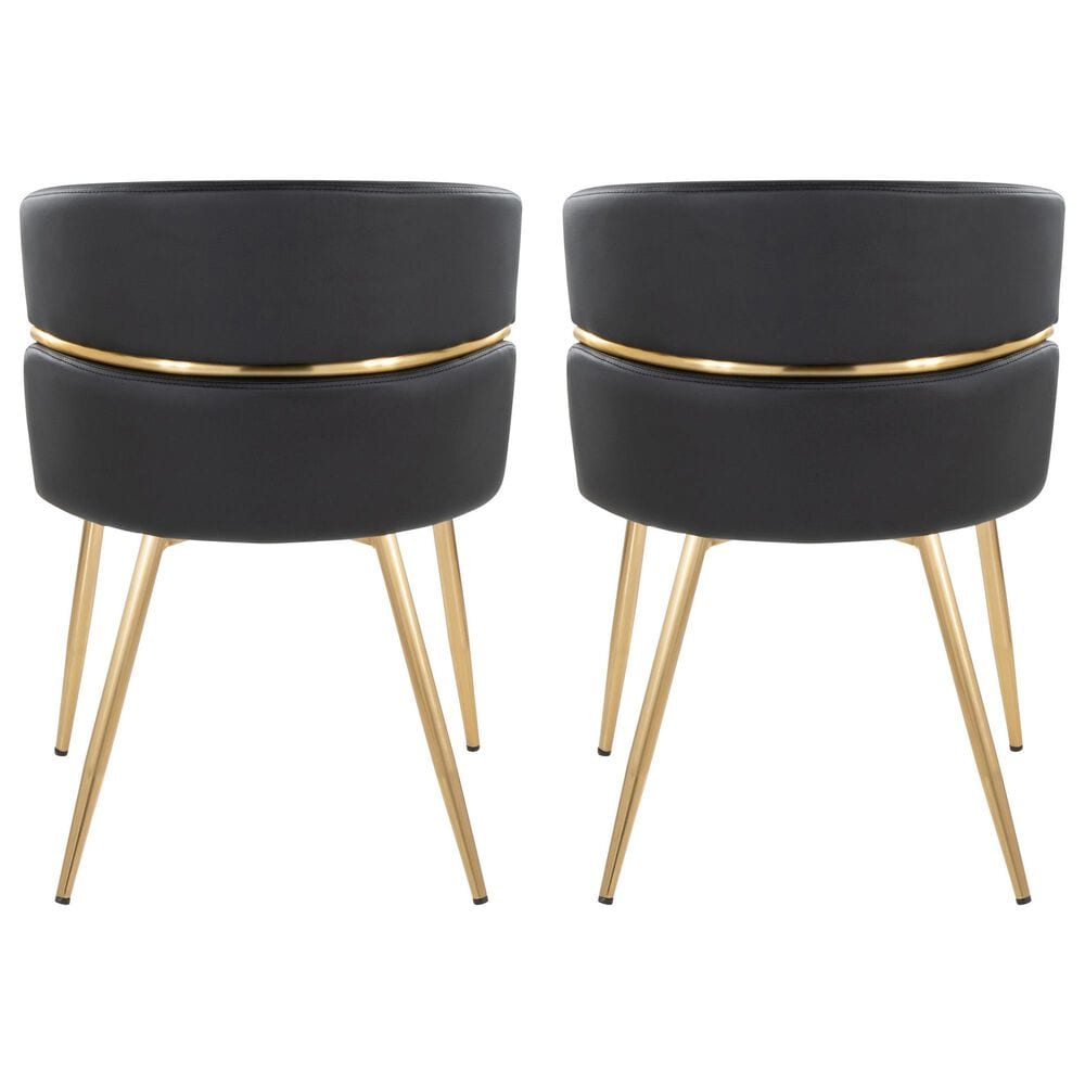 Lumisource Cinch Side Chair with Black Faux Leather Cushion in Gold &#40;Set of 2&#41;, , large