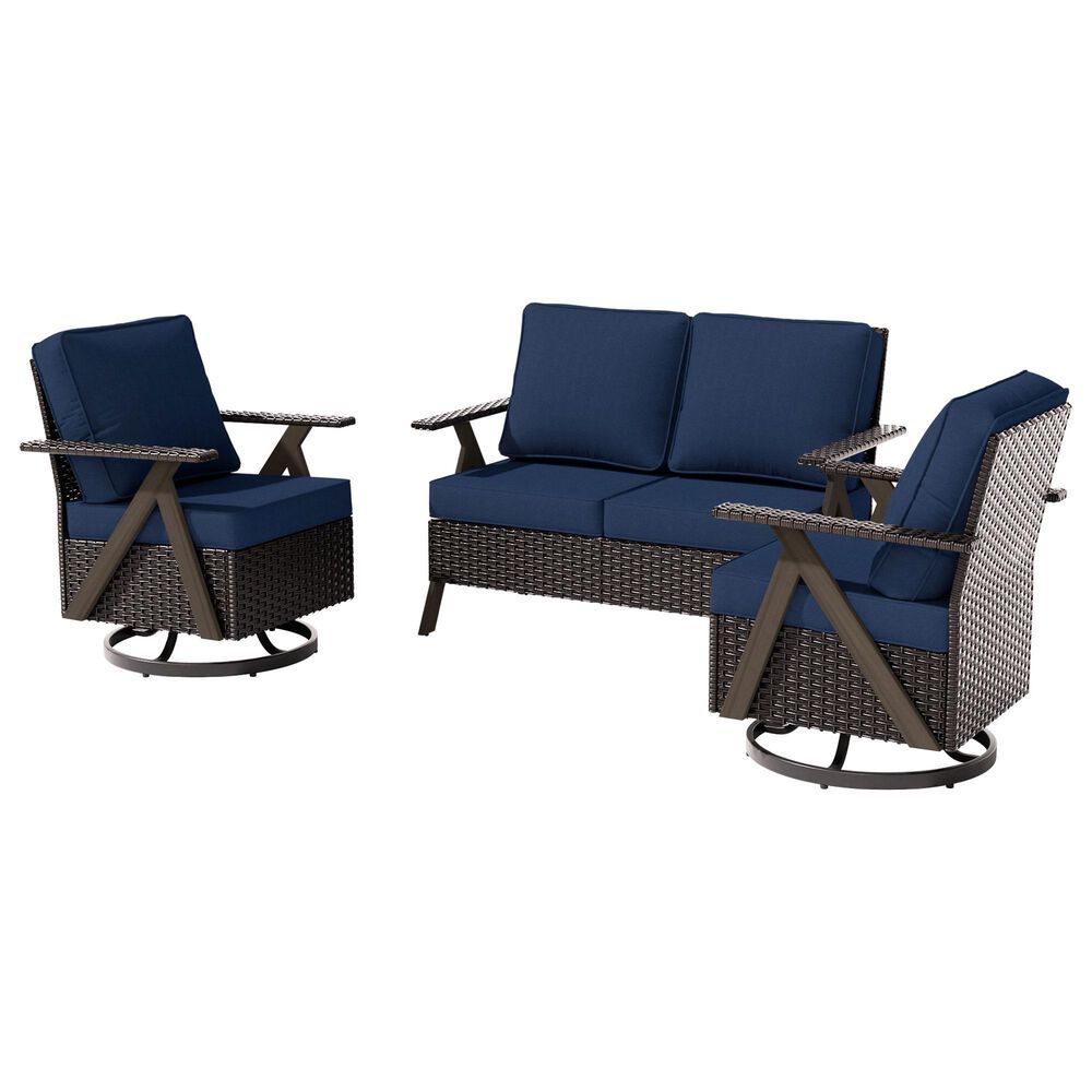 Sunwell Garden 3-Piece Patio Chat Set in Navy, , large