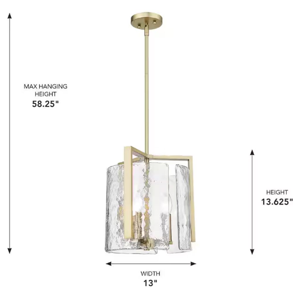 Golden Lighting Aenon 3-Light Brushed Champagne Bronze and Hammered Water Glass Linear Pendant Light, , large