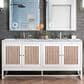 James Martin Vanities Athens 72" Double Bathroom Vanity in Glossy White with 3 cm Carrara White Marble Top and Rectangular Sinks, , large