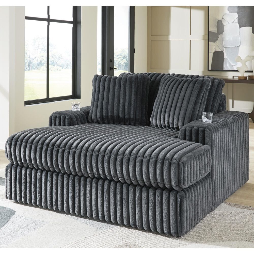 Ashley Midnight-Madness Oversized Chaise in Gunmetal, , large