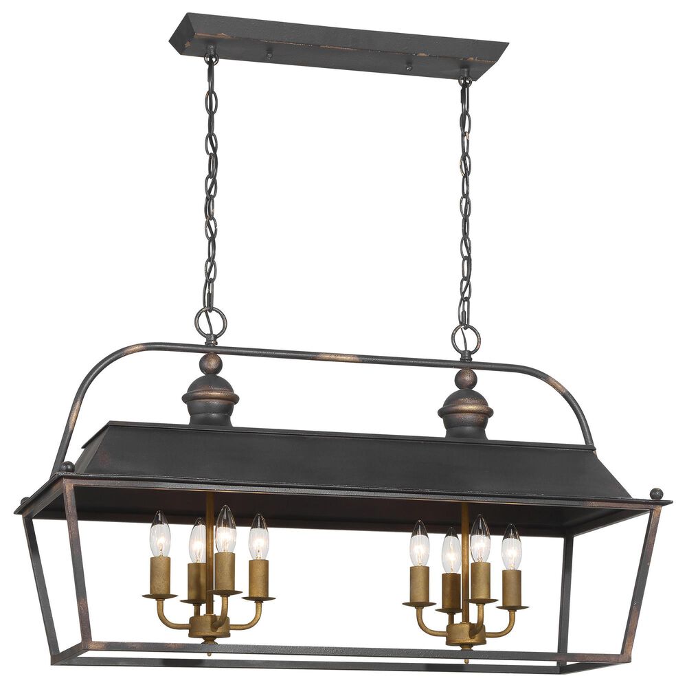 Golden Lighting Christoff 8-Light Linear Pendant in Antique Black and Gold, , large