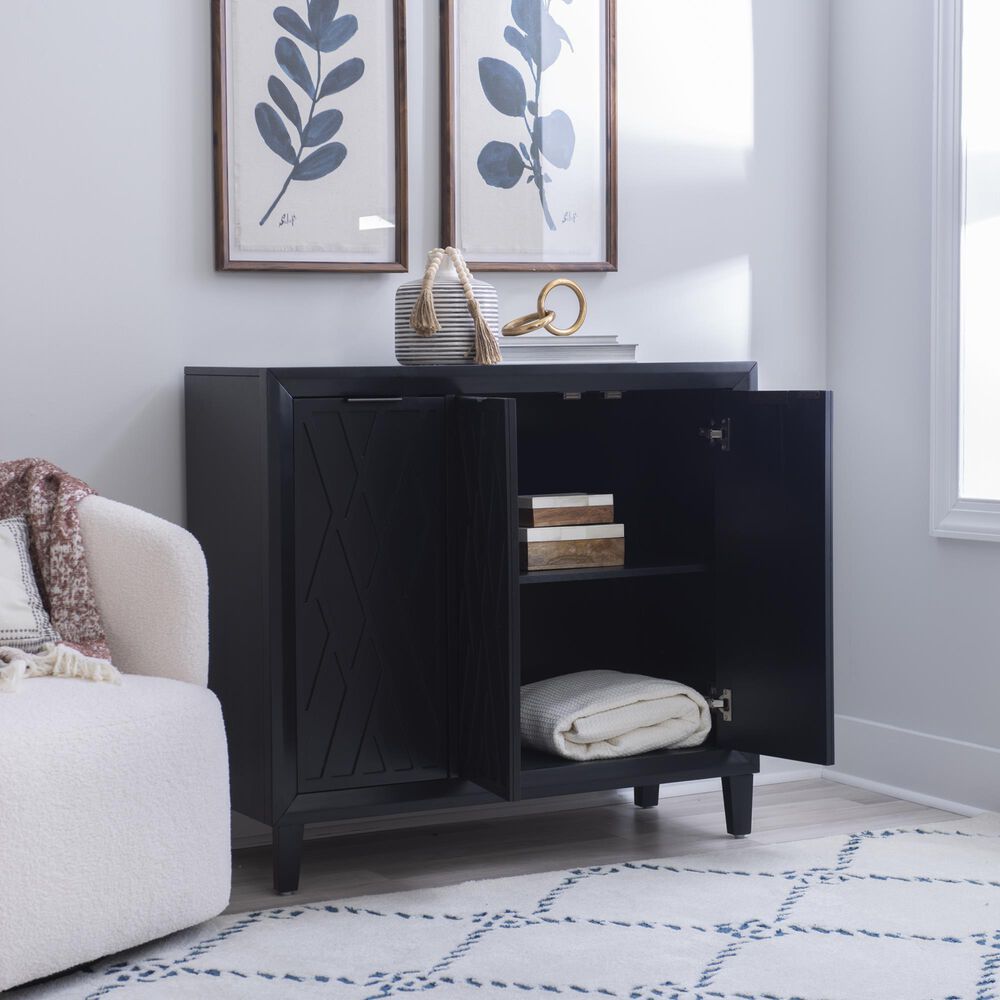 Linon Home Decor Miles 3-Door Accent Cabinet in Midnight Blue, , large