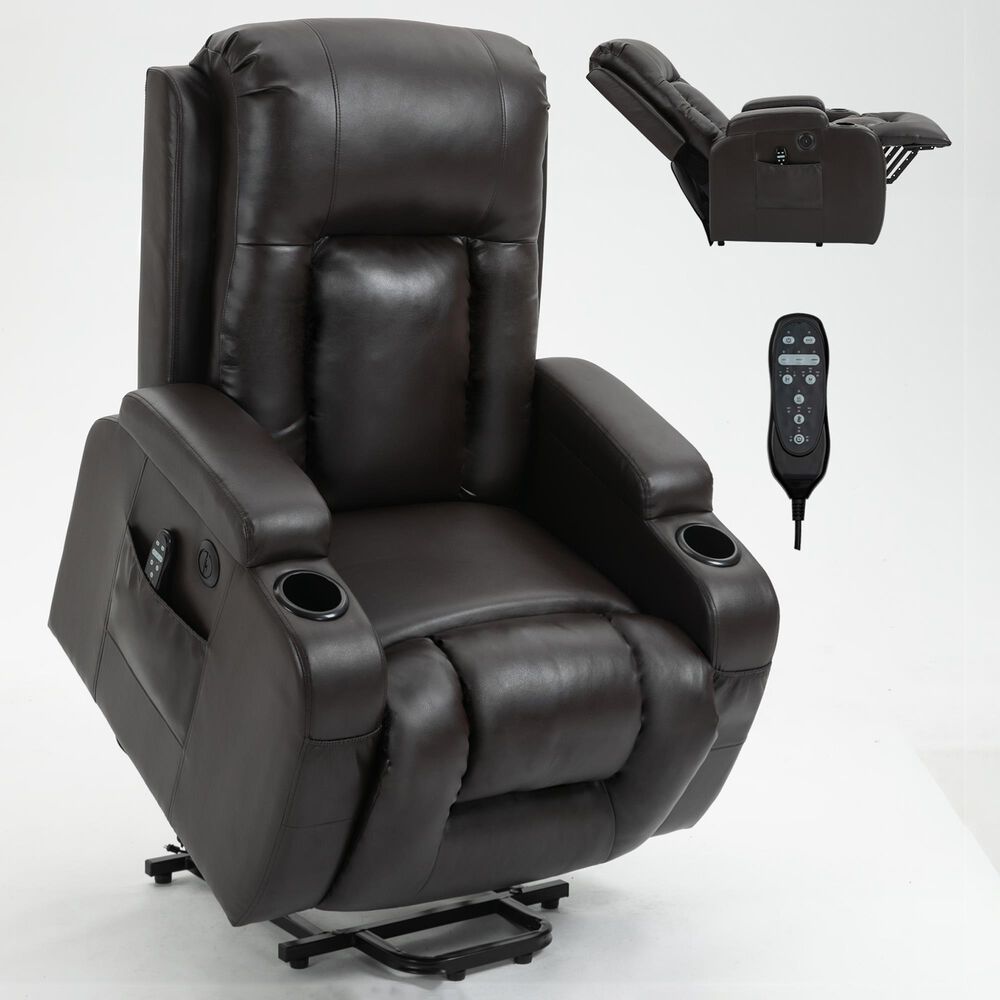 Hearth and Haven Power Lift Recliner in Brown, , large